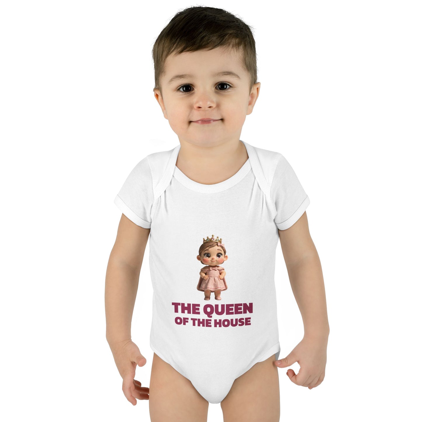 Baby Bodysuit — "The Queen of the House" Cute Crowned Baby Girl Onesie