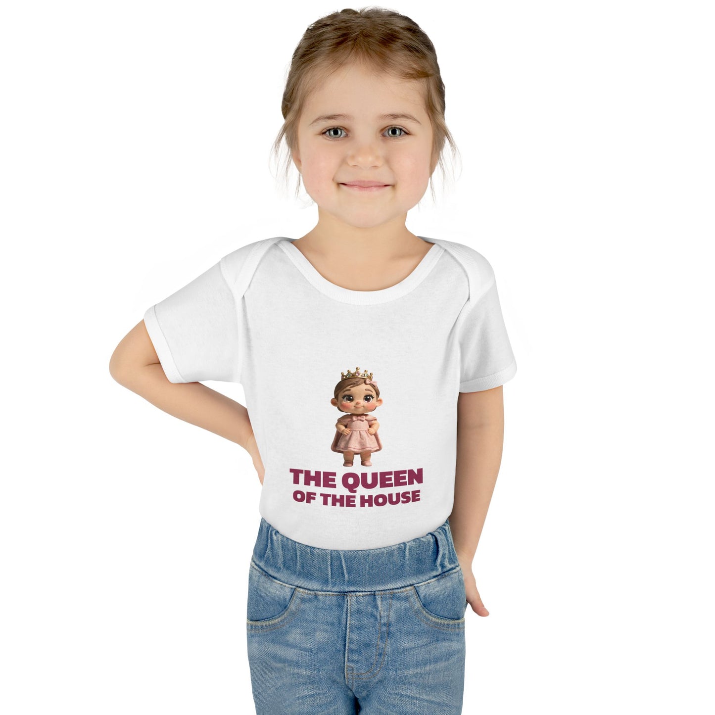 Baby Bodysuit — "The Queen of the House" Cute Crowned Baby Girl Onesie
